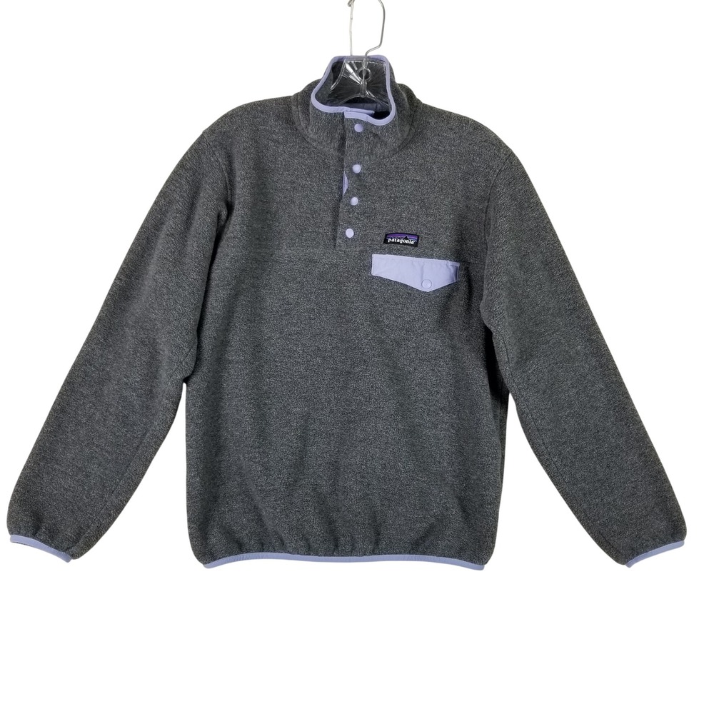 Patagonia Synchilla Fleece Pullover Women Small Gray Lavender Snap-T 25455